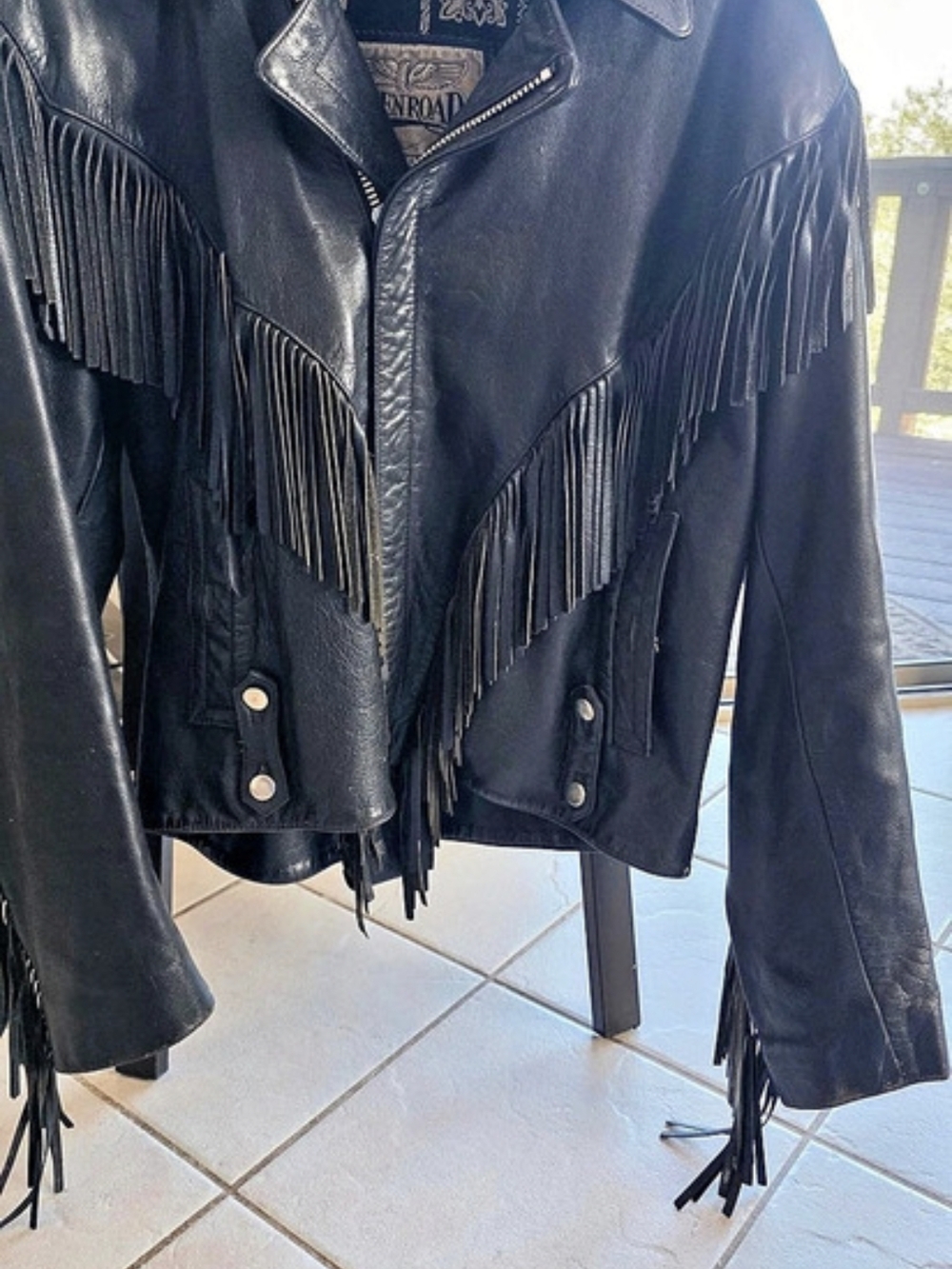 Open Road Women's Leather Fringe Jacket XL